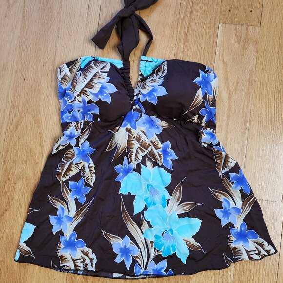 NWOT Prego Hawaiin Print Maternity Tankini Bathing Suit Top Size Medium - Picture 1 of 15